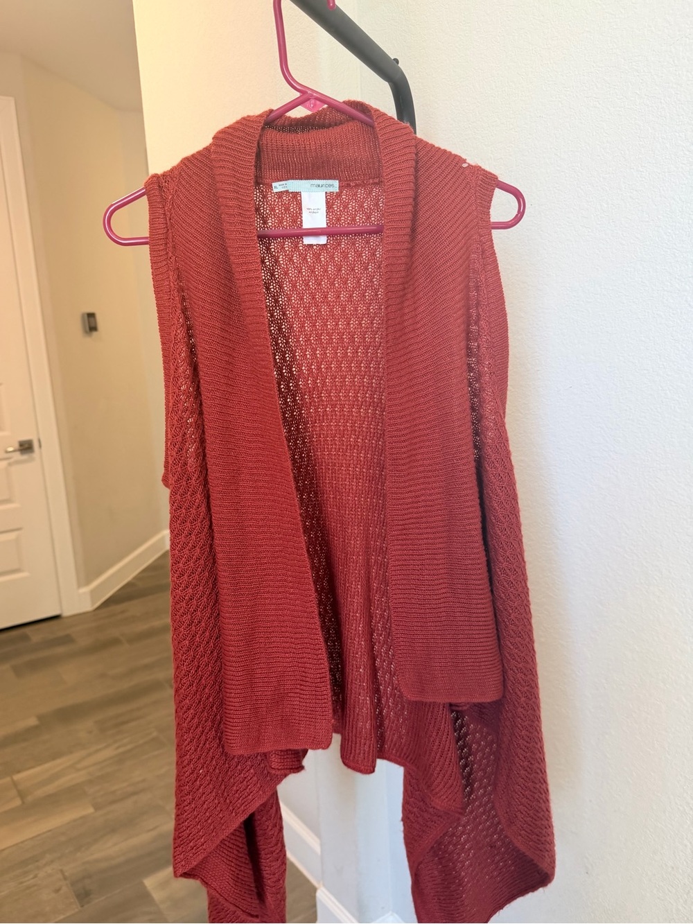 Maurices Rust Open-Front Sleeveless Knit Cardigan XL